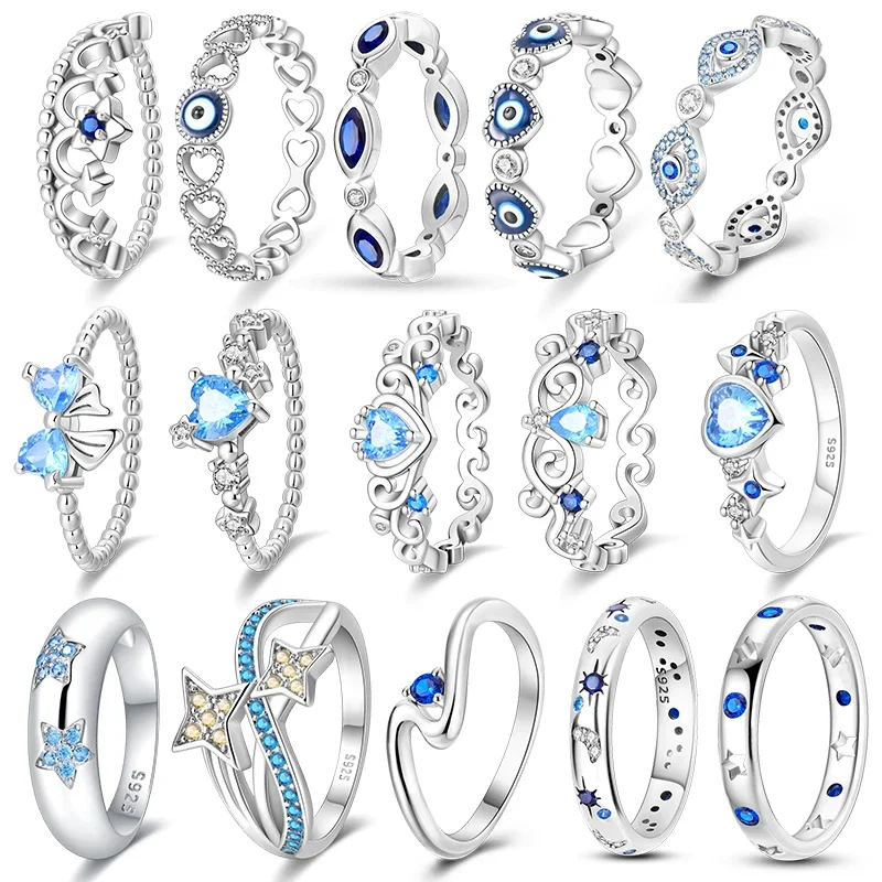 New 925 Sterling Silver Blue Diamond Eyes Ring Original Design Zircon Finger Rings for Women High Quality Wedding Jewelry Gift
New 925 Sterling Silver Blue Diamond Eyes Ring Original Design Zircon Finger Rings for Women High Quality Wedding Jewelry Gift