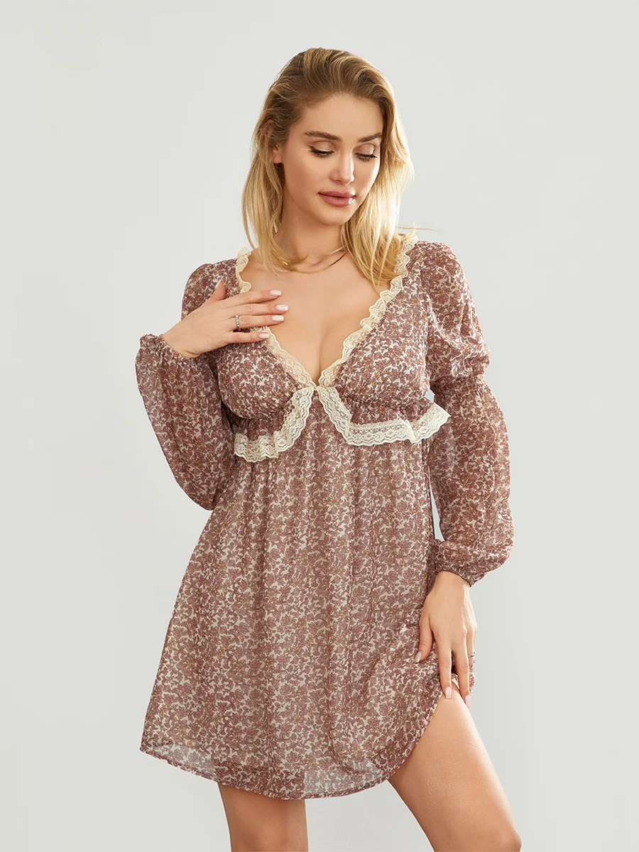 Women Lace Patchwork Print A-line Dress Autumn Elegant Long Sleeve V Neck Floral Short Mini Dresses Beach Vacation Streetwear
Women Lace Patchwork Print A-line Dress Autumn Elegant Long Sleeve V Neck Floral Short Mini Dresses Beach Vacation Streetwear