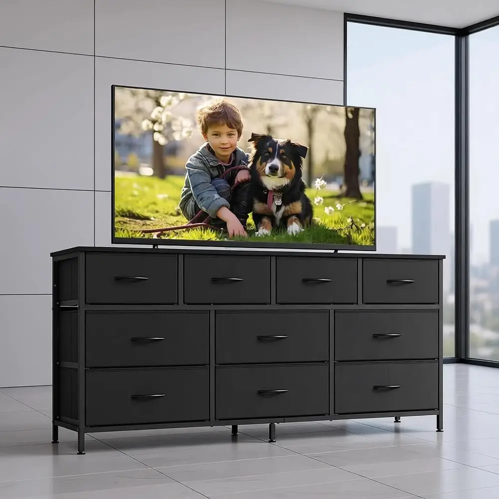 Bedroom Chest of Drawers, TV Stand for TVs up to 65, Living Room Storage, 10-Drawer Cabinet, Black Finish
Bedroom Chest of Drawers, TV Stand for TVs up to 65, Living Room Storage, 10-Drawer Cabinet, Black Finish