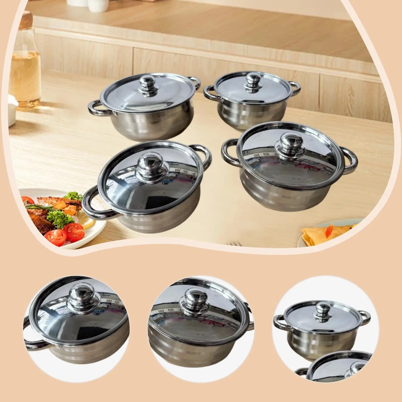 4Pcs Stainless Steel Stockpot Sturdy Cookware for Restaurant Hotel Household
4Pcs Stainless Steel Stockpot Sturdy Cookware for Restaurant Hotel Household