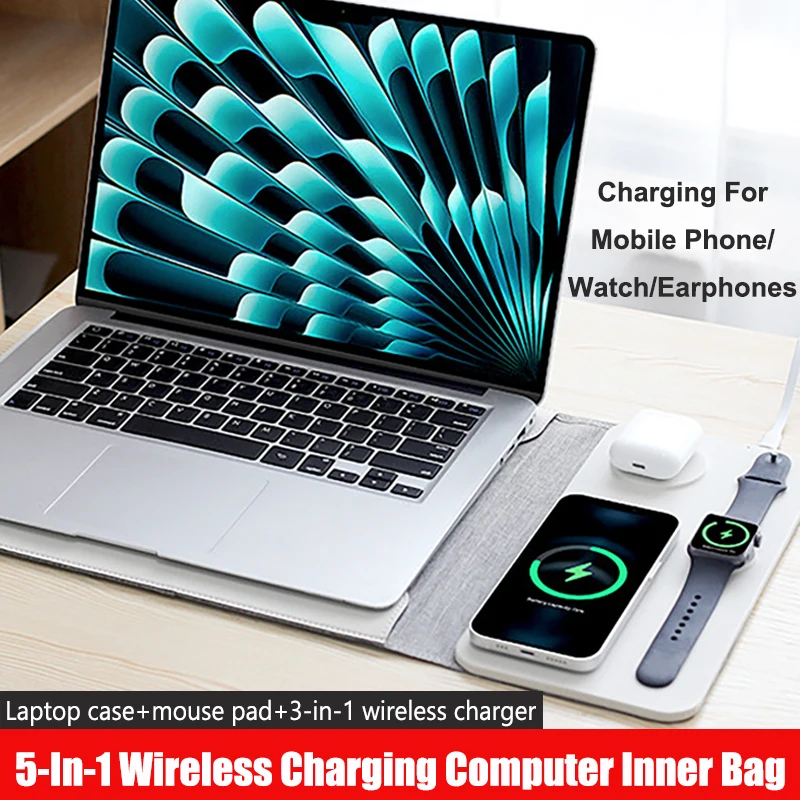 Laptop Sleeve with 3 in 1 Wireless Charging Phone Watch Earphones Magnetic Fast Charger Mouse Pad Stand 12 13 14 Inch Laptop Bag
Laptop Sleeve with 3 in 1 Wireless Charging Phone Watch Earphones Magnetic Fast Charger Mouse Pad Stand 12 13 14 Inch Laptop Bag