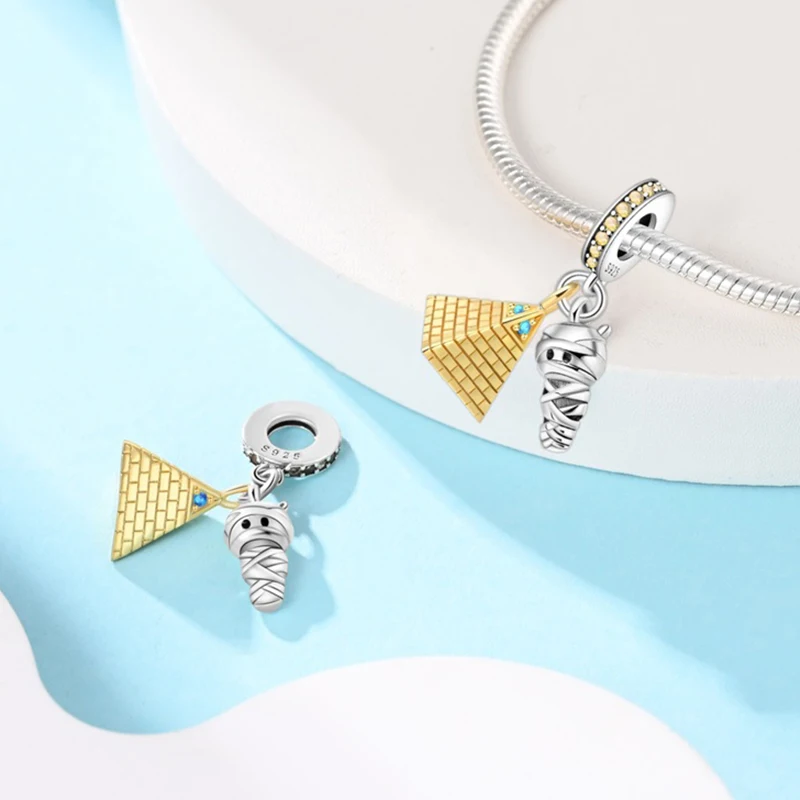925 Sterling Silver Pyramid Mummy Charms Pendant Fit 3mm Original Bracelet DIY Women Exquisite Travel Anniversary Jewelry Gifts
925 Sterling Silver Pyramid Mummy Charms Pendant Fit 3mm Original Bracelet DIY Women Exquisite Travel Anniversary Jewelry Gifts