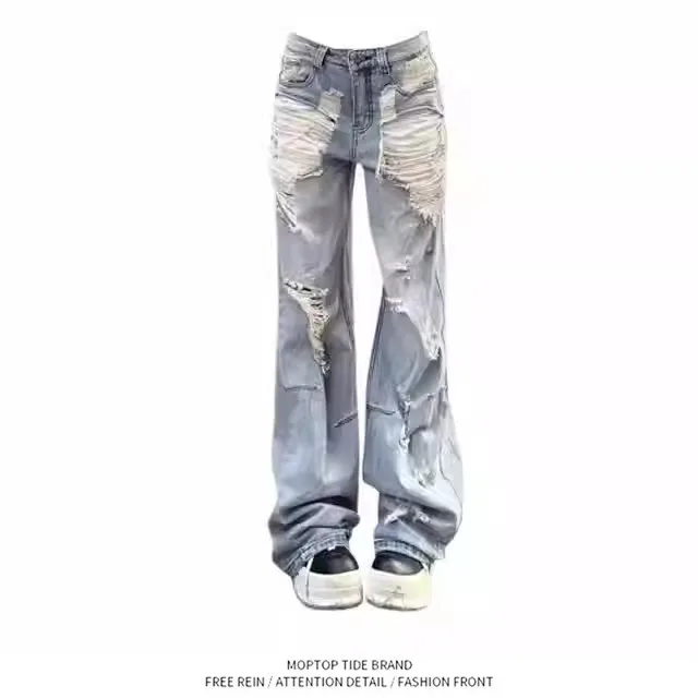 Mr. WH American High Street Blue Hole Denim Pants Loose Wide Leg Long Trousers Men's Handsome Straight Loose Washed Jeans
Mr. WH American High Street Blue Hole Denim Pants Loose Wide Leg Long Trousers Men's Handsome Straight Loose Washed Jeans