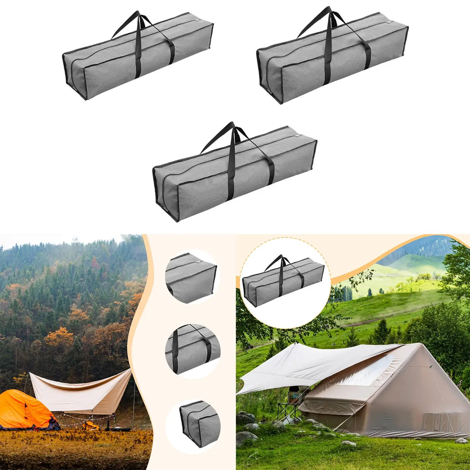 Сумка для хранения кемпингового снаряжения, серая портативная сумка для палатки, столбы, аксессуар для складного стола, водонепроницаемая толстая ткань Оксфорд
Сумка для хранения кемпингового снаряжения, серая портативная сумка для палатки, столбы, аксессуар для складного стола, водонепроницаемая толстая ткань Оксфорд