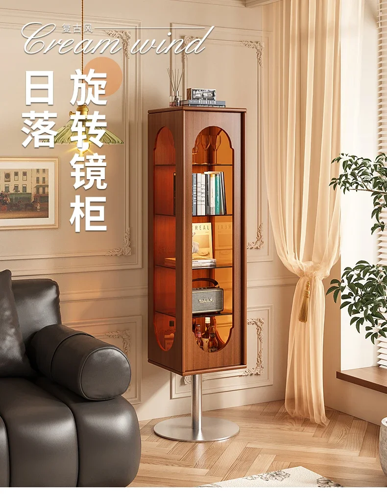 Rotating full-length mirror retro storage shelf bookshelf wall corner floor mirror cabinet
Rotating full-length mirror retro storage shelf bookshelf wall corner floor mirror cabinet