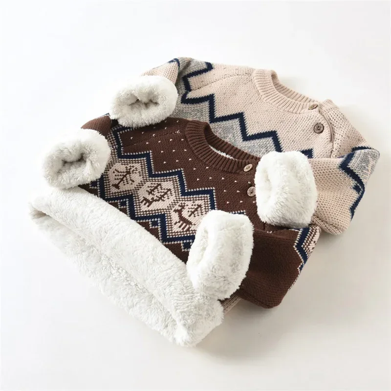 Autumn Winter Baby Girls Boys Sweater Children Plush Thicken Warm Knitted Pullover Tops Kids Casual Pullover Sweater
Autumn Winter Baby Girls Boys Sweater Children Plush Thicken Warm Knitted Pullover Tops Kids Casual Pullover Sweater