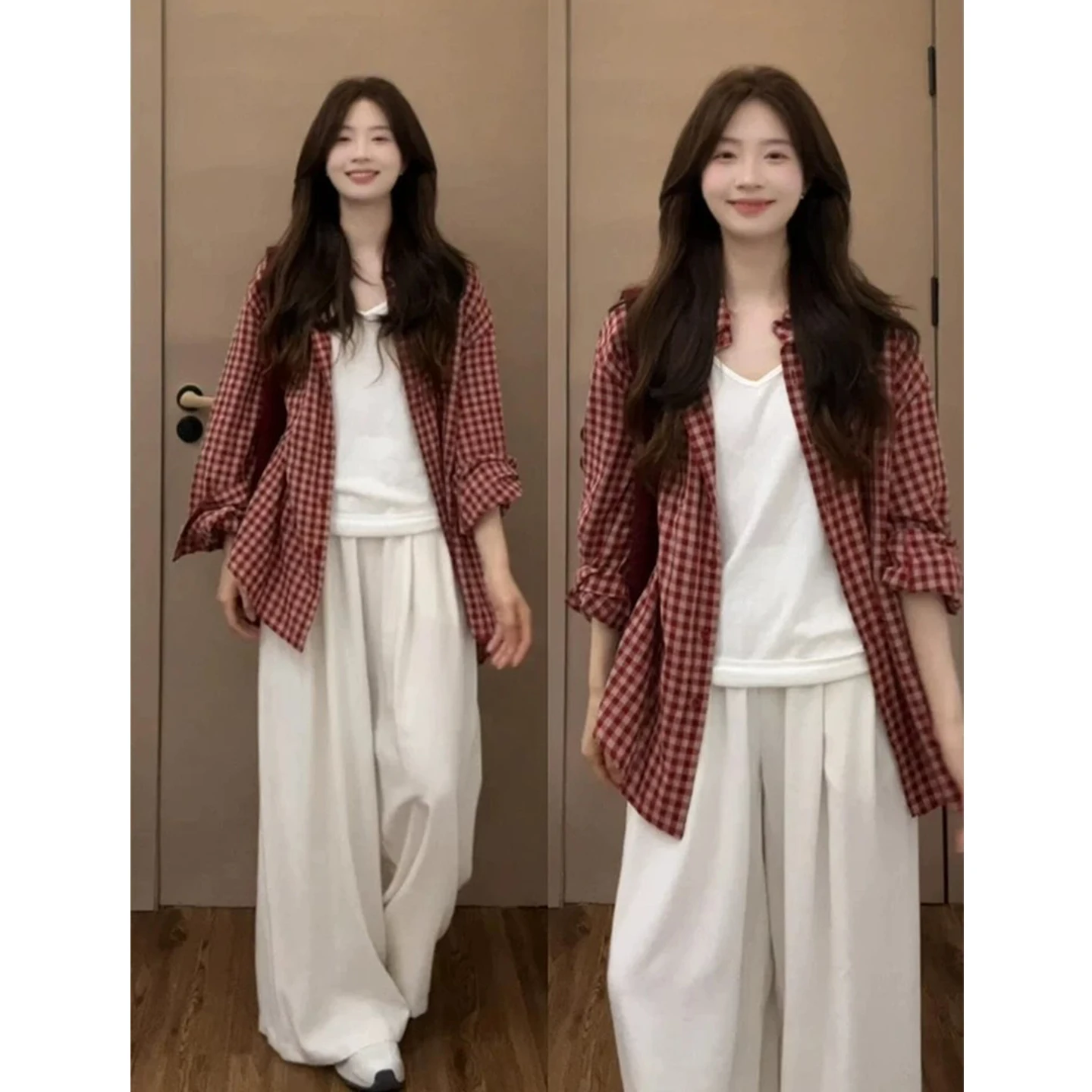 Red Plaid Long Sleeve Women's Shirt Spring Summer New Loose Sun Protection Open Cardigan Outerwear Korean Style Cotton Blend
Red Plaid Long Sleeve Women's Shirt Spring Summer New Loose Sun Protection Open Cardigan Outerwear Korean Style Cotton Blend
