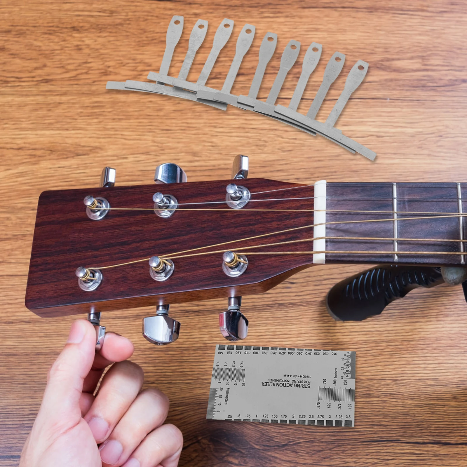 1 Set Guitar Understring Radius Gauge String Action Ruler Professional Luthier Tools Flatness Measuring Guitar Repair