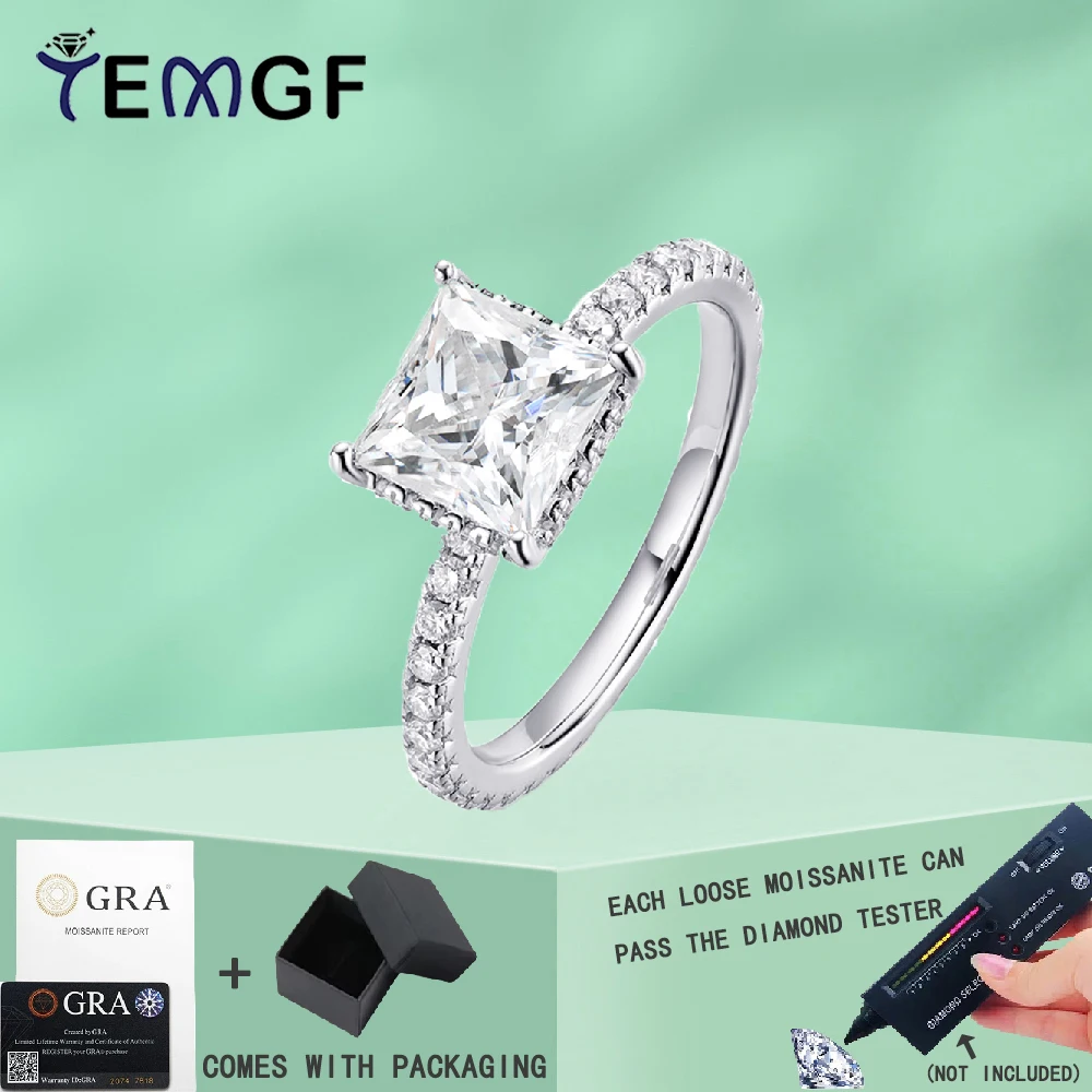 TEMGF Full Moissanite Rings Main Stone 2CT 100% 925 Sterling Silver Base for Women Wedding Girls Gift Sparkling Fine Jewelry
TEMGF Full Moissanite Rings Main Stone 2CT 100% 925 Sterling Silver Base for Women Wedding Girls Gift Sparkling Fine Jewelry