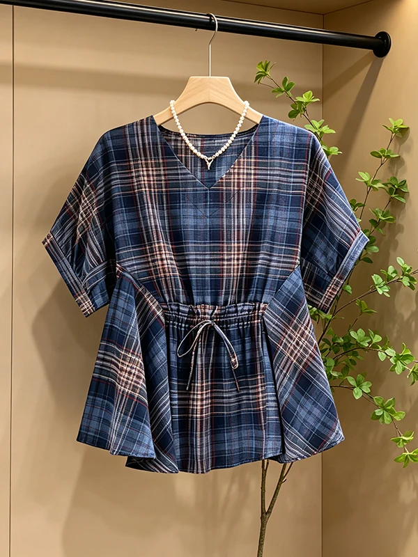 Loose Oversize Shirt Summer Women's Korean Style V-Neck Short Sleeve Tie Waist Cover Belly Flared Hemline Chiffon Top
Loose Oversize Shirt Summer Women's Korean Style V-Neck Short Sleeve Tie Waist Cover Belly Flared Hemline Chiffon Top