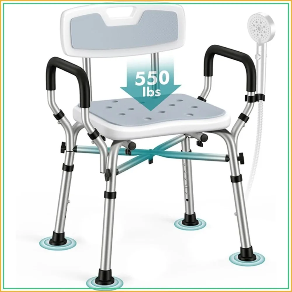 550 lbs Shower Chair with Removable Arms & Back, 6-Height Adjustable Bath Seat for Elderly & Disabled
550 lbs Shower Chair with Removable Arms & Back, 6-Height Adjustable Bath Seat for Elderly & Disabled