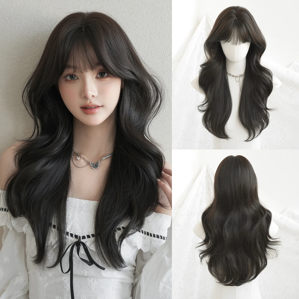 NAMM New Fashion Long Wavy Black Wig Tail roll Natural Looking High Quality Fiber Synthetic Fluffy Curly Wigs
NAMM New Fashion Long Wavy Black Wig Tail roll Natural Looking High Quality Fiber Synthetic Fluffy Curly Wigs