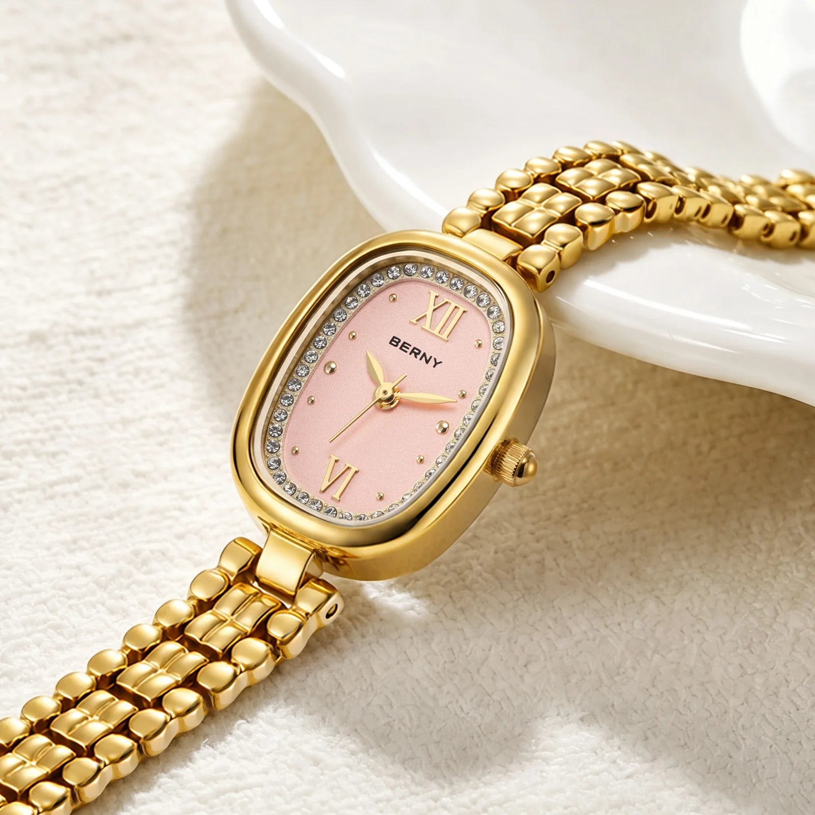 BERNY Golden Watches for Women Elegant Ladies Quartz Watch Luxury Slim Oval Fashion Casual Minimalist Party Gift Wristwatch
BERNY Golden Watches for Women Elegant Ladies Quartz Watch Luxury Slim Oval Fashion Casual Minimalist Party Gift Wristwatch