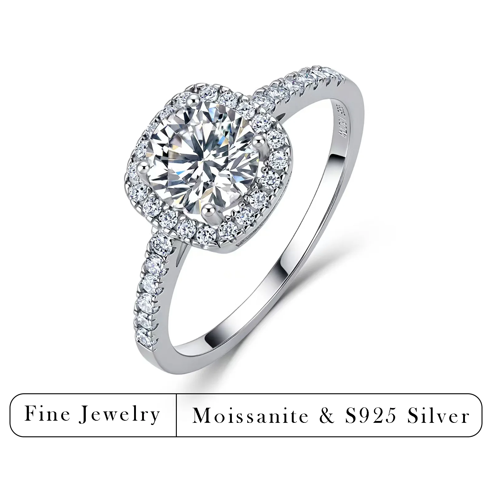 1.3ctw Round Moissanite Halo Engagement Ring 925 Sterling Silver Pave Band Wedding Rings For Women
1.3ctw Round Moissanite Halo Engagement Ring 925 Sterling Silver Pave Band Wedding Rings For Women