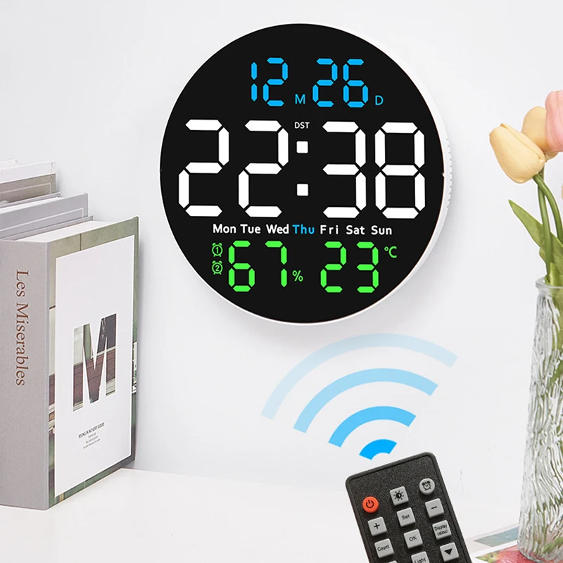 Round LED Digital Wall Clock Remote Control Dual Alarms Mute Temperature and Humidity Multifunctional Electronic Alarm Clock
Round LED Digital Wall Clock Remote Control Dual Alarms Mute Temperature and Humidity Multifunctional Electronic Alarm Clock