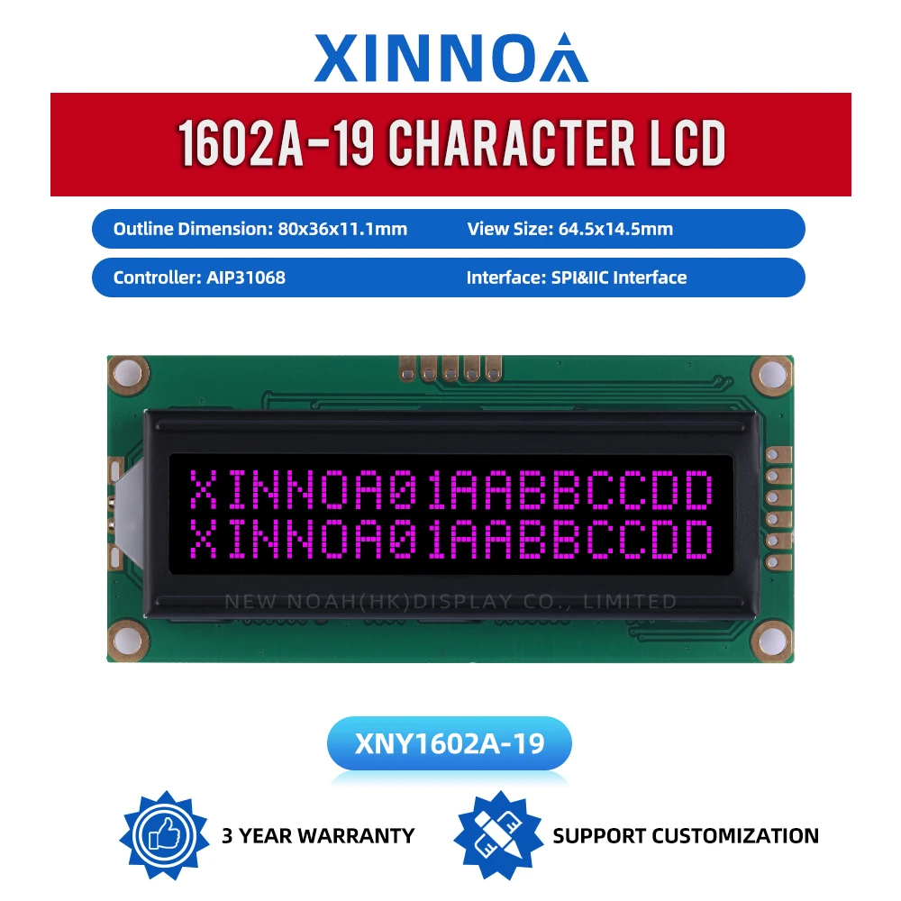 BTN black film Purple 1602A-19 Character LCD Display Screen 2X16 LCD Double Row Interface Module IIC, I2C Serial Port Screen
BTN black film Purple 1602A-19 Character LCD Display Screen 2X16 LCD Double Row Interface Module IIC, I2C Serial Port Screen