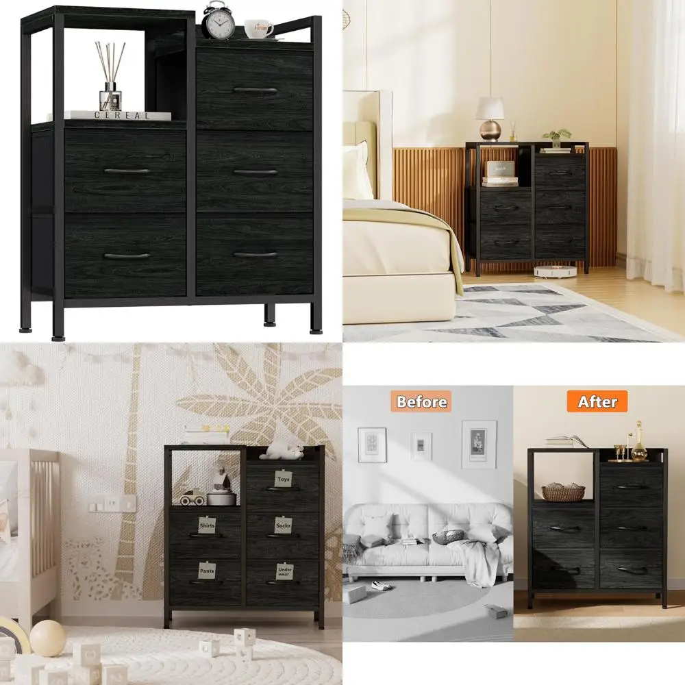 5 Drawer Black Dressers for Bedroom 2 Tier Shelf Storage Small Fabric Dresser for Closet Sturdy Metal Frame Modern Style Storage
5 Drawer Black Dressers for Bedroom 2 Tier Shelf Storage Small Fabric Dresser for Closet Sturdy Metal Frame Modern Style Storage