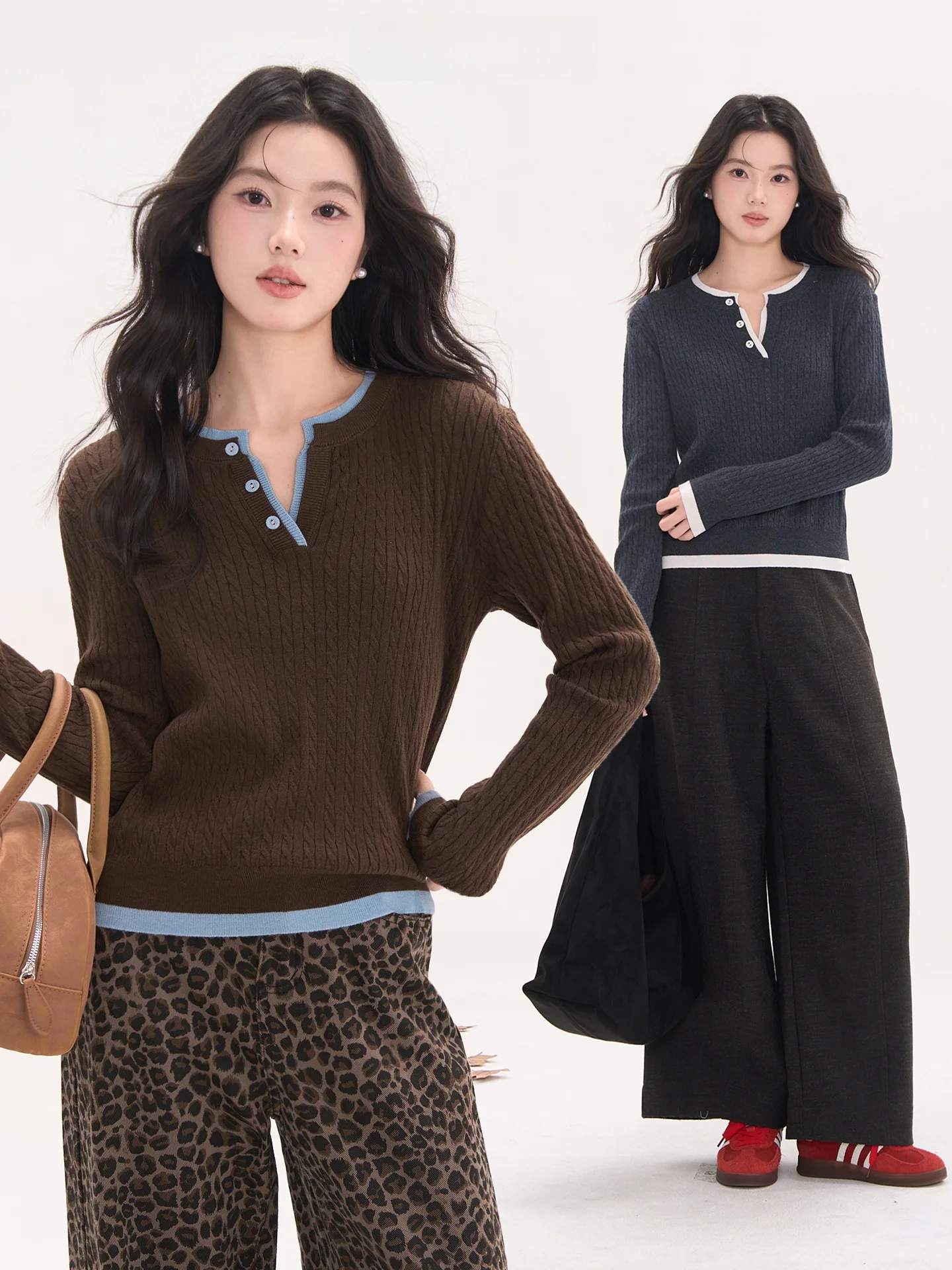 Autumn Slimming V-Ne Knitted Sweater Women's Casual Sle Long Sve Wool Blend Twist Color Blo Knitwear by Heme
Autumn Slimming V-Ne Knitted Sweater Women's Casual Sle Long Sve Wool Blend Twist Color Blo Knitwear by Heme