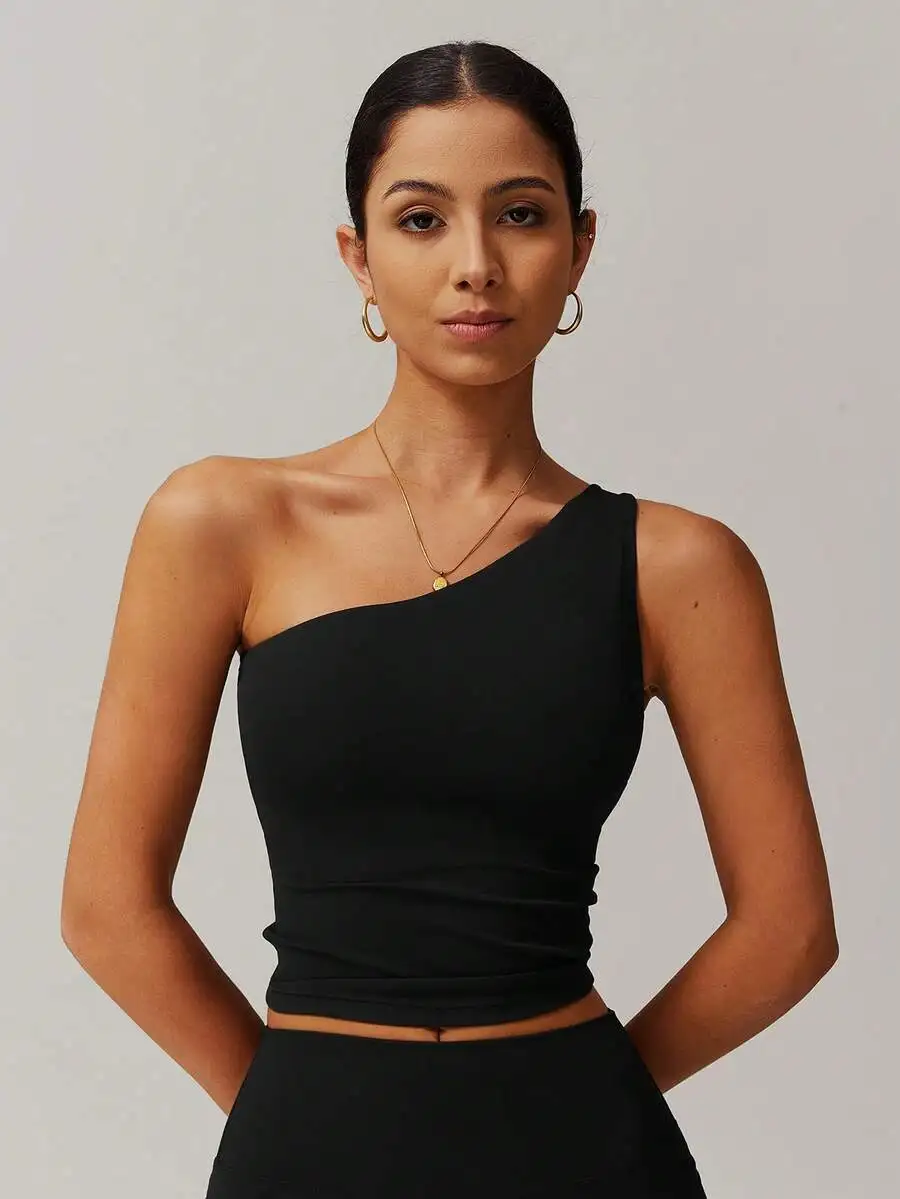 Women One Shoulder Crop Top High Elasticity Sports Vest Comfortable Camisole
Women One Shoulder Crop Top High Elasticity Sports Vest Comfortable Camisole