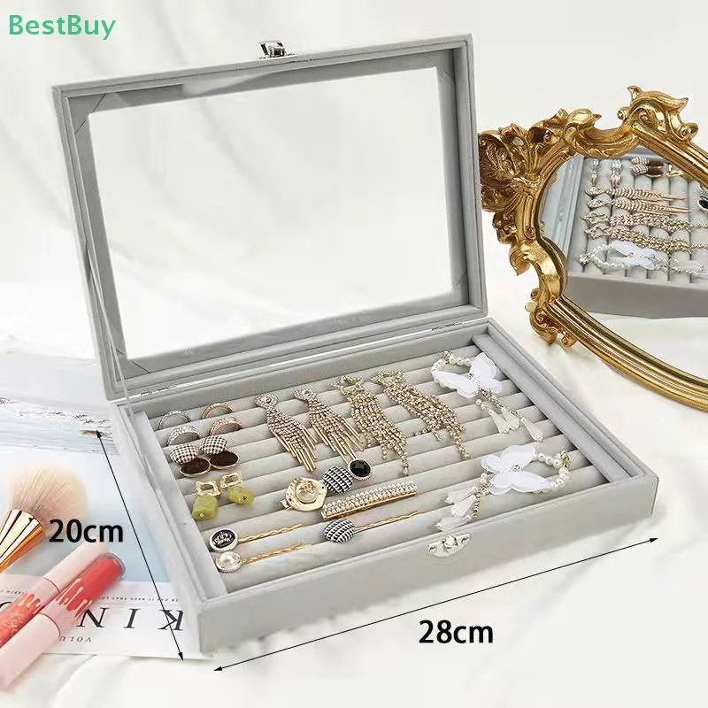 Velvet Rings Box Jewelry Display Case Storage Organizer Ring Earrings Box Dustproof Transparent Flip Lid Jewelry Box
Velvet Rings Box Jewelry Display Case Storage Organizer Ring Earrings Box Dustproof Transparent Flip Lid Jewelry Box