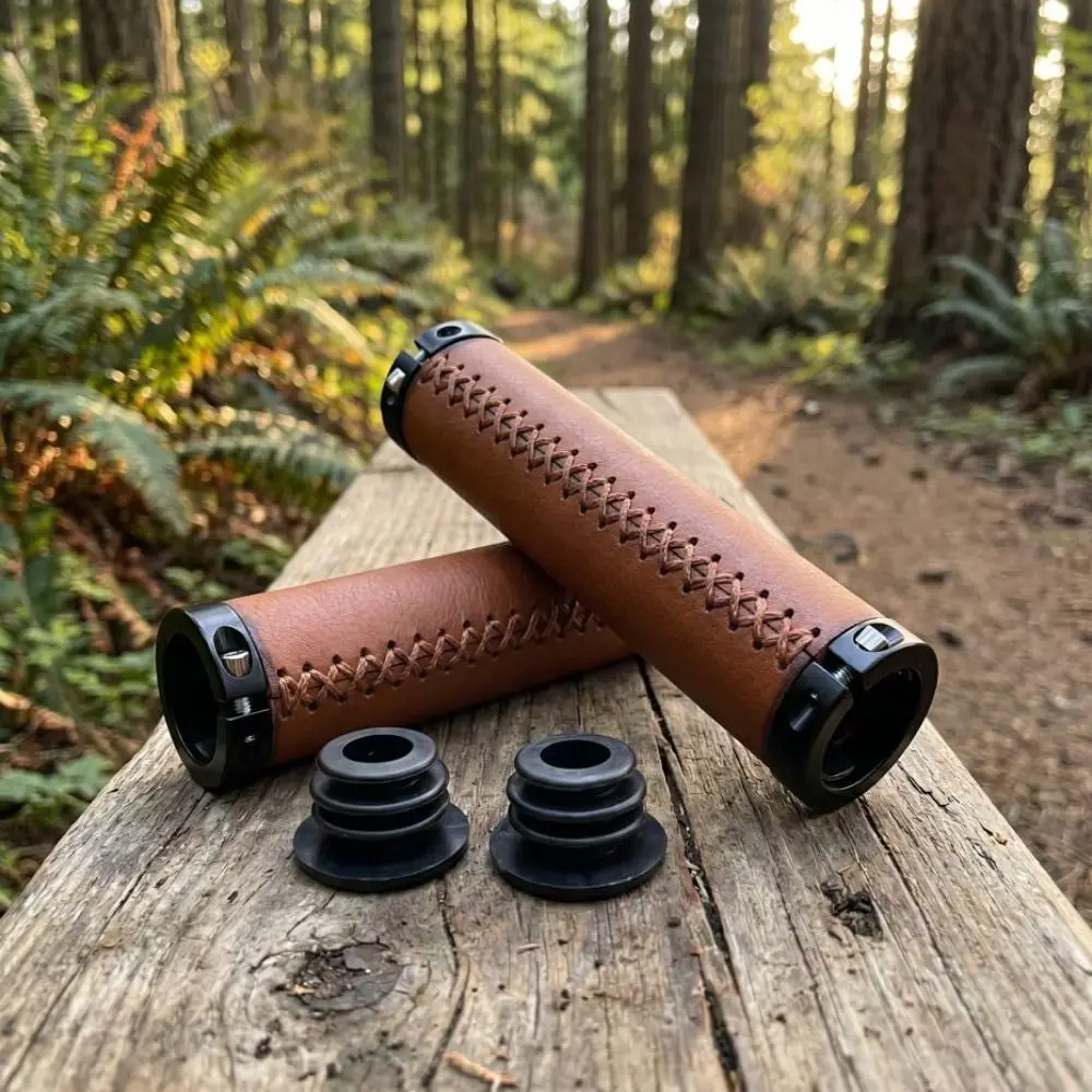 Leather Material Bike Leather Handle Cover Shock-absorbing Easy to Install Bike Handlebar Grips Alloy End Retro Style
Leather Material Bike Leather Handle Cover Shock-absorbing Easy to Install Bike Handlebar Grips Alloy End Retro Style