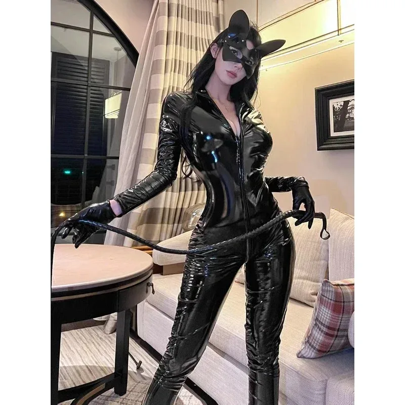 Halloween Catwoman Leather Jumpsuit Nightclub Queen Role Play Bunny Girl Uniform Adult Party Stage Performance Outfit Costume
Halloween Catwoman Leather Jumpsuit Nightclub Queen Role Play Bunny Girl Uniform Adult Party Stage Performance Outfit Costume