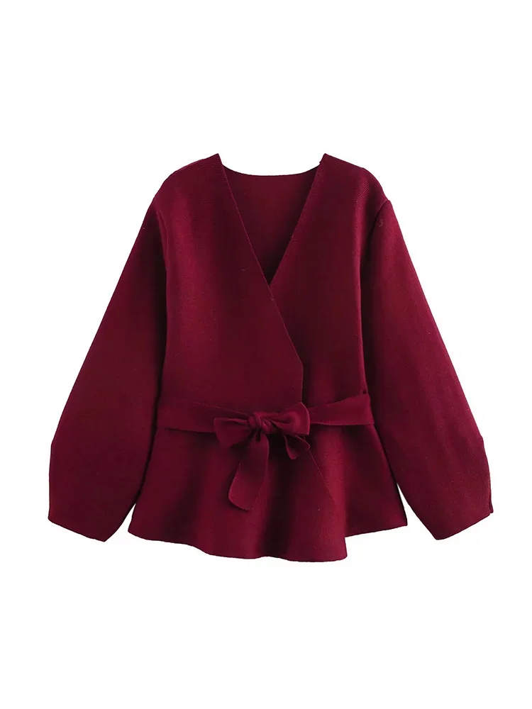 Willshela Women Fashion With Belt Wine Red Pillover Sweater Vintage V-Neck Long Sleeves Female Chic Lady Tops
Willshela Women Fashion With Belt Wine Red Pillover Sweater Vintage V-Neck Long Sleeves Female Chic Lady Tops