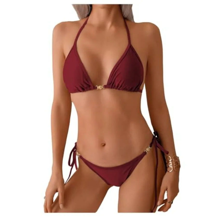 SHENHE Women's String Bikini Set 2 Pcs Triangle Halter Side Tie Swimsuits Bathing Suits
SHENHE Women's String Bikini Set 2 Pcs Triangle Halter Side Tie Swimsuits Bathing Suits