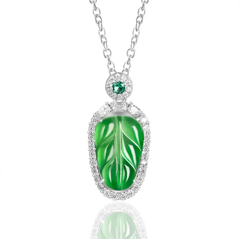 Green Jadeite Leaf Pendant Necklace Vintage Gift Designer Talismans Real Jewelry S925 Silver Emerald Natural Burmese Jade
Green Jadeite Leaf Pendant Necklace Vintage Gift Designer Talismans Real Jewelry S925 Silver Emerald Natural Burmese Jade