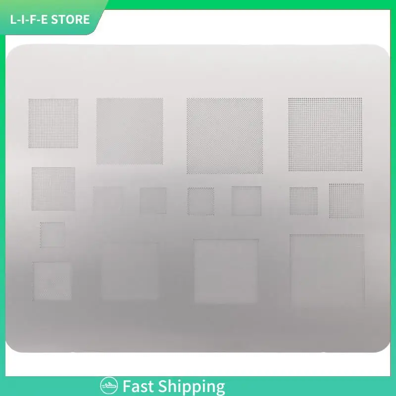 Multifunction BGA Stencil 0.3/0.35/0.4/0.5/Parallel/45 Degree Hole Universal Solder Template BGA Reballing Stencil-AA98
Multifunction BGA Stencil 0.3/0.35/0.4/0.5/Parallel/45 Degree Hole Universal Solder Template BGA Reballing Stencil-AA98