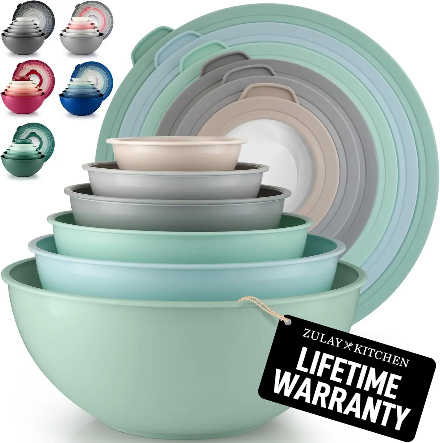 12 Piece Plastic Nesting Mixing Bowl Set with Lids, Colorful Bowls Microwave and Freezer Safe (Mint Ombre)
12 Piece Plastic Nesting Mixing Bowl Set with Lids, Colorful Bowls Microwave and Freezer Safe (Mint Ombre)