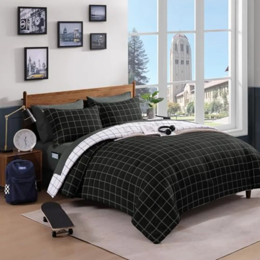 Plaid Comforter Set, Reversible Checke Bedding Set 7 Pieces for Boys Girls Teen, Lightweight Bed in a Bag for Dorm with Sheets,
Plaid Comforter Set, Reversible Checke Bedding Set 7 Pieces for Boys Girls Teen, Lightweight Bed in a Bag for Dorm with Sheets,