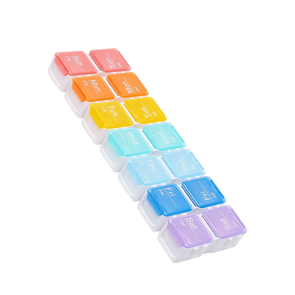 1Pcs Weekly Pill Box Large Capacity Medicine Organizer 14 Compartments 2 Rows See-Through Lids 2 Rows 14 Grids Container
1Pcs Weekly Pill Box Large Capacity Medicine Organizer 14 Compartments 2 Rows See-Through Lids 2 Rows 14 Grids Container