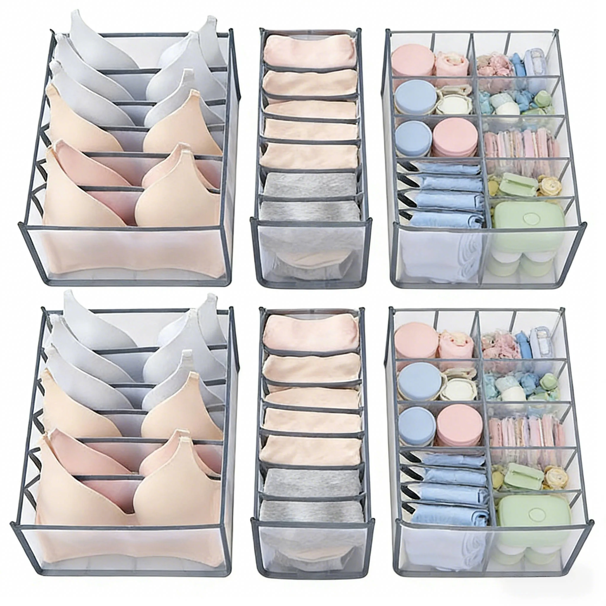 6 Pcs Underwear Drawer Organizer, Foldable Underwear Storage Divider Boxes 6/7/11 Cell Closet Clothing Organizers for Bras Panti
6 Pcs Underwear Drawer Organizer, Foldable Underwear Storage Divider Boxes 6/7/11 Cell Closet Clothing Organizers for Bras Panti