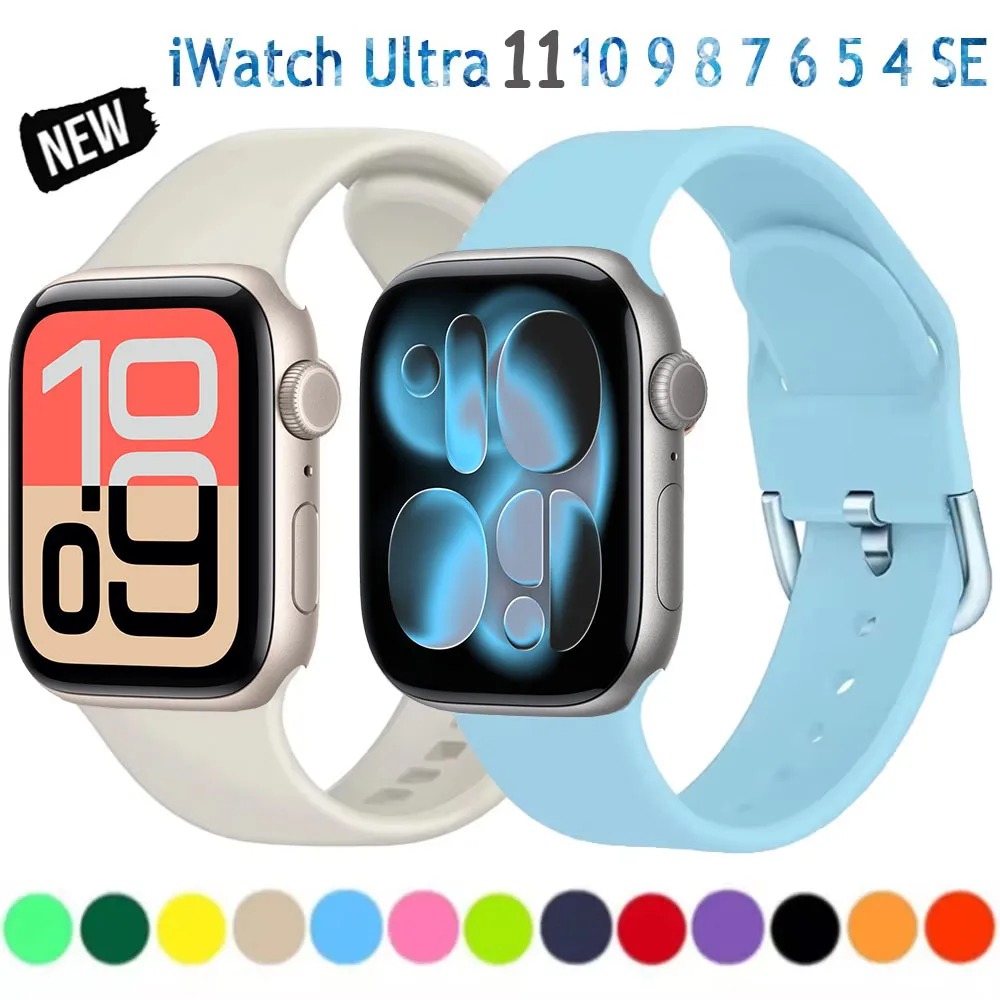 Silicone Strap For Apple Watch Band 11 10 9 8 7 46mm 42mm 45mm 41mm Ultra 49mm Sports Bracelet iWatch 6 5 SE 44mm 42mm 40mm Belt
Silicone Strap For Apple Watch Band 11 10 9 8 7 46mm 42mm 45mm 41mm Ultra 49mm Sports Bracelet iWatch 6 5 SE 44mm 42mm 40mm Belt