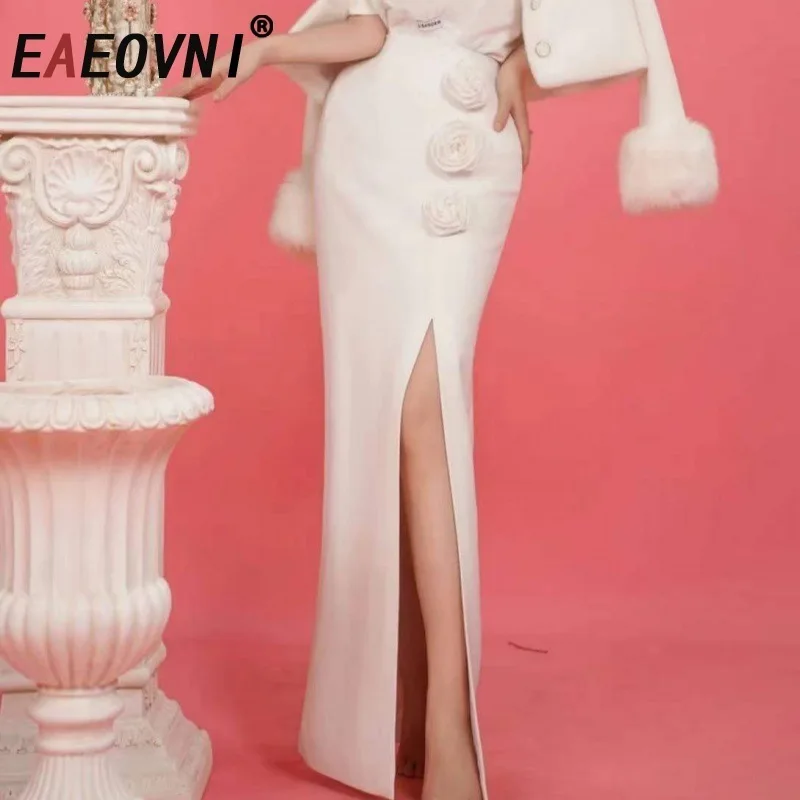 EAEOVNI Women Elegant 3D Floral Spliced Long Skirt Fashion High Waist Split Design Slim Party Skirts 2025 New Clothing 1A753
EAEOVNI Women Elegant 3D Floral Spliced Long Skirt Fashion High Waist Split Design Slim Party Skirts 2025 New Clothing 1A753