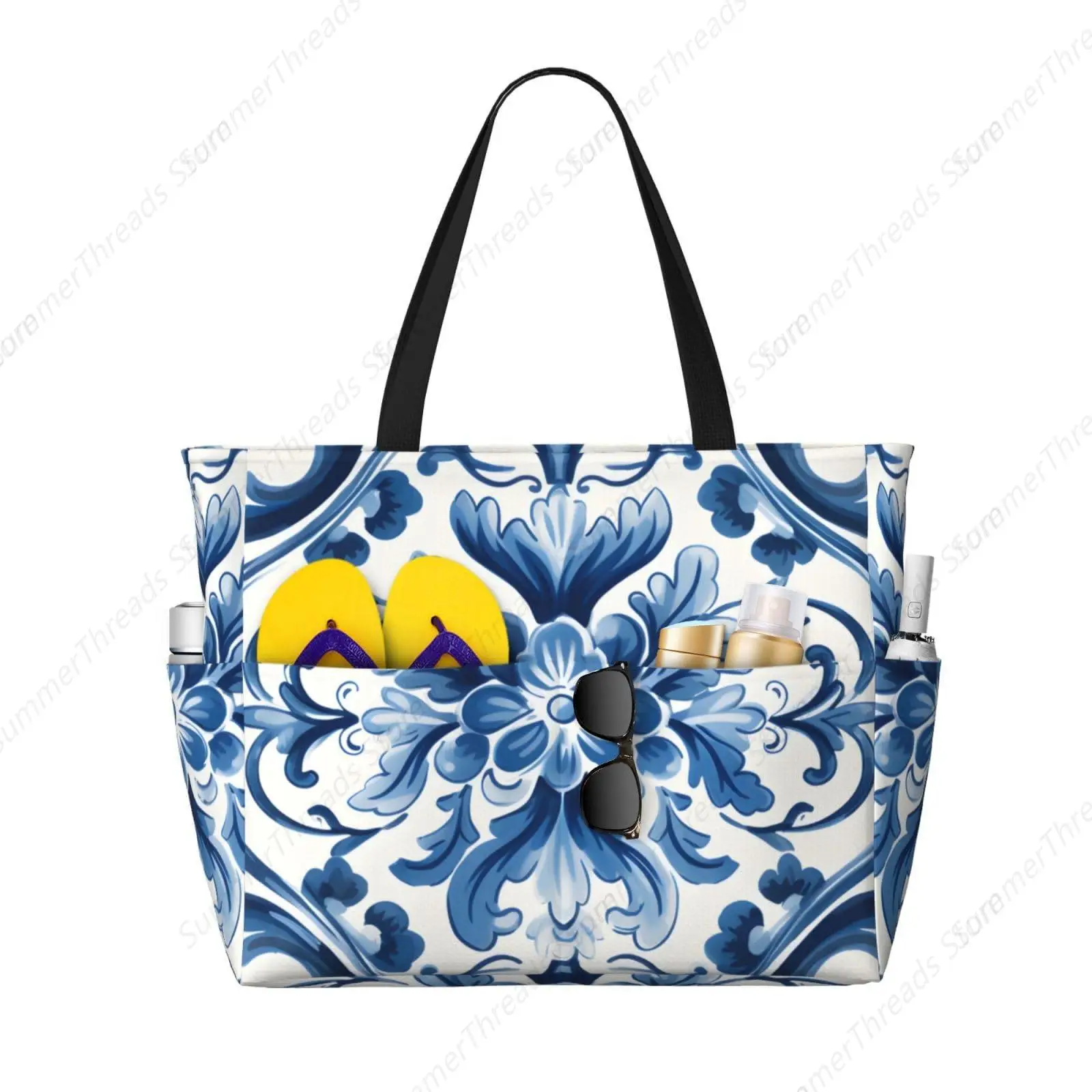 Blue Floral Boho Waterproof Beach Bag for Women Sandproof Beach Tote Bag Large Capacity Swim Pool Bag Foldable Travel Duffel Bag
Blue Floral Boho Waterproof Beach Bag for Women Sandproof Beach Tote Bag Large Capacity Swim Pool Bag Foldable Travel Duffel Bag