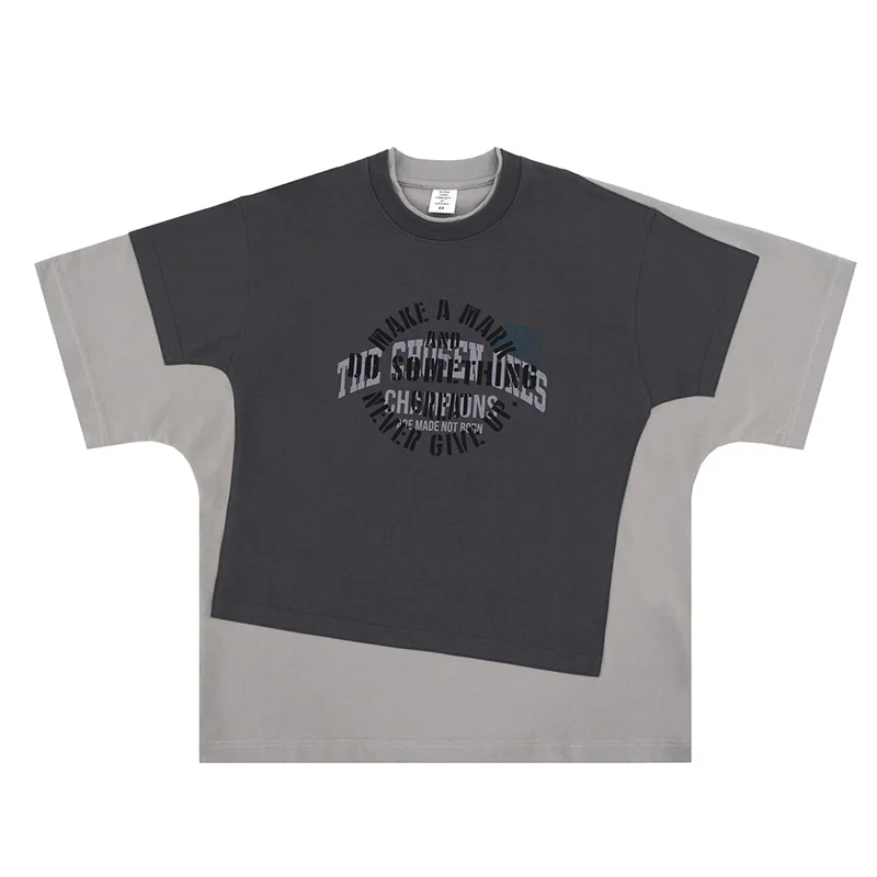 Hip Hop Overszied Fake Two Piece Printed T shirt Short Sleeves Streetwear Casual Top Tees For Male
Hip Hop Overszied Fake Two Piece Printed T shirt Short Sleeves Streetwear Casual Top Tees For Male
