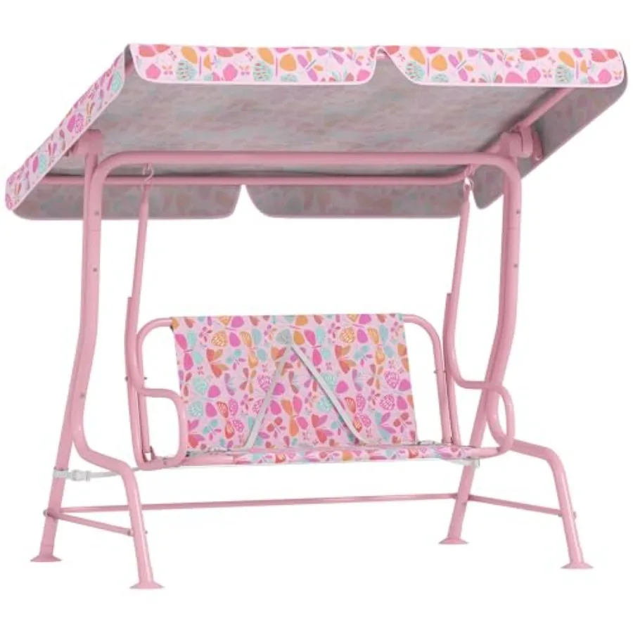 Patio Swing 2-Seater Outdoor Porch Swing Chair with Adjustable Canopy Safety Belt Pink Butterfly Pattern Hanging Swing Bench fo
Patio Swing 2-Seater Outdoor Porch Swing Chair with Adjustable Canopy Safety Belt Pink Butterfly Pattern Hanging Swing Bench fo