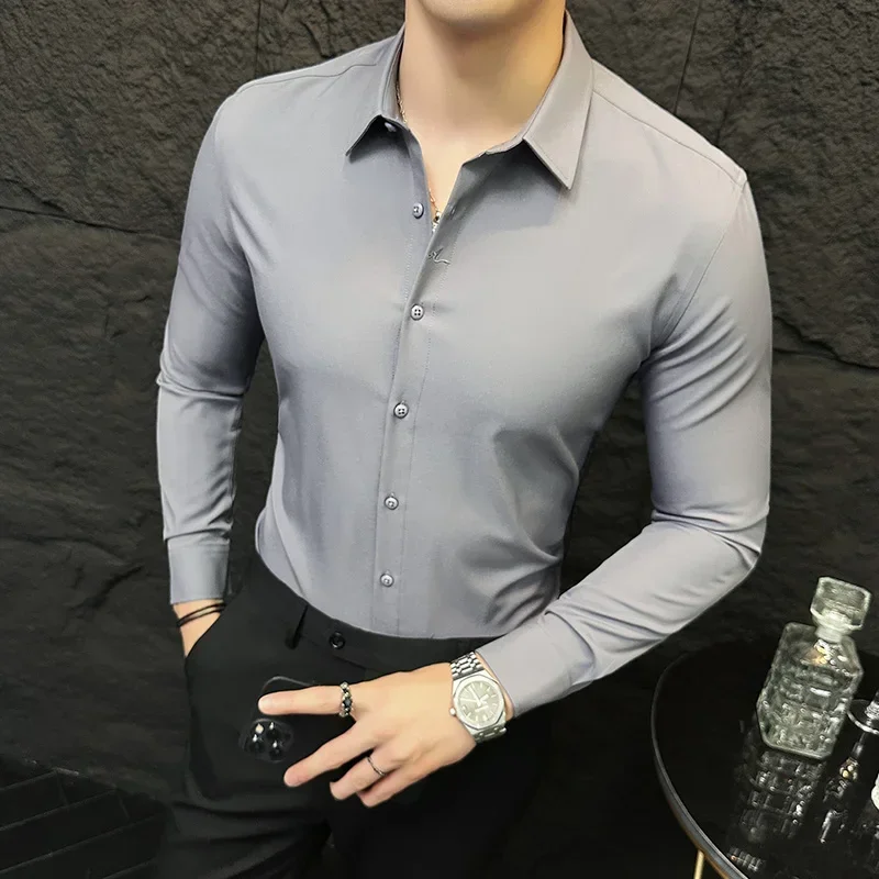 Black/White/Gray Fashion Embroidery Long Sleeve Shirts For Men Clothing Business Formal Wear Slim Fit Tuxedo Casual Blouse Homme
Black/White/Gray Fashion Embroidery Long Sleeve Shirts For Men Clothing Business Formal Wear Slim Fit Tuxedo Casual Blouse Homme