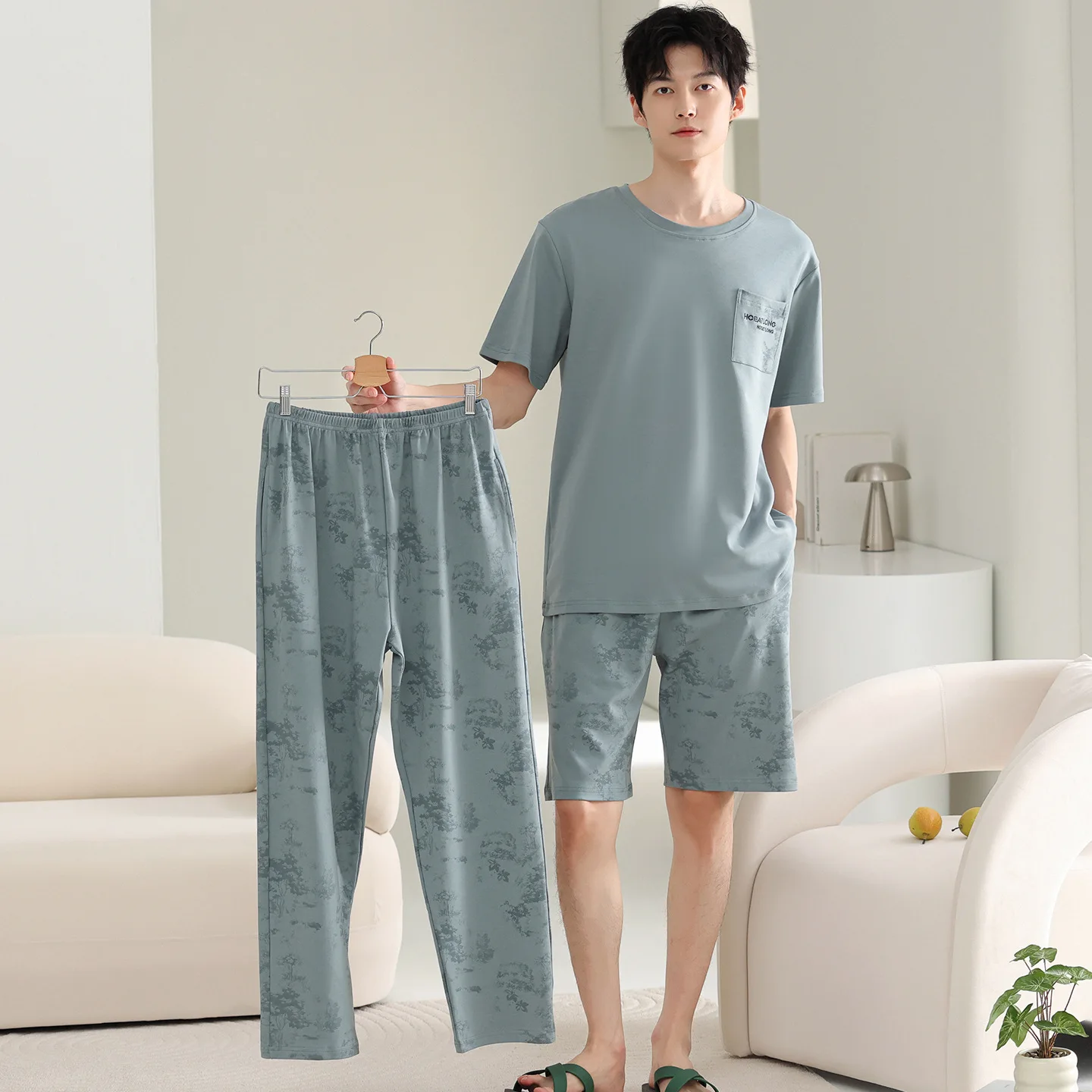 3pcs Set Men's Cotton Nightwear Short Sleeves Shorts Long Pant Sleepwear Young Boy Home Clothes 2026 New Fashion Pyjamas
3pcs Set Men's Cotton Nightwear Short Sleeves Shorts Long Pant Sleepwear Young Boy Home Clothes 2026 New Fashion Pyjamas
