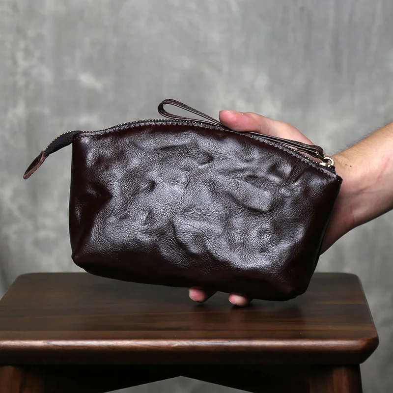 Retro Hand-grabbed Pattern Vegetable-tanned Top Layer Cowhide Clutch Women's Leather Portable Storage Designer Luxury Bag
Retro Hand-grabbed Pattern Vegetable-tanned Top Layer Cowhide Clutch Women's Leather Portable Storage Designer Luxury Bag