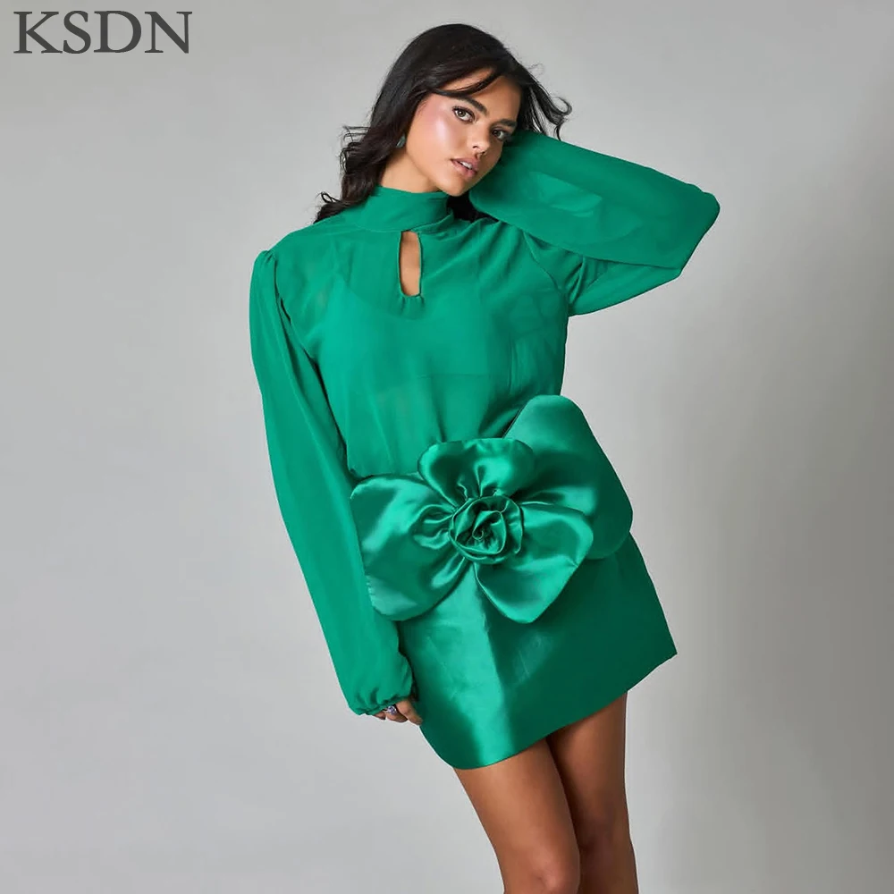 KSDN Customized Long Sleeve High Neck Evening Dresses Above-Knee Chiffon Special Occasion Gowns Luxury Prom Dress Vestidos
KSDN Customized Long Sleeve High Neck Evening Dresses Above-Knee Chiffon Special Occasion Gowns Luxury Prom Dress Vestidos