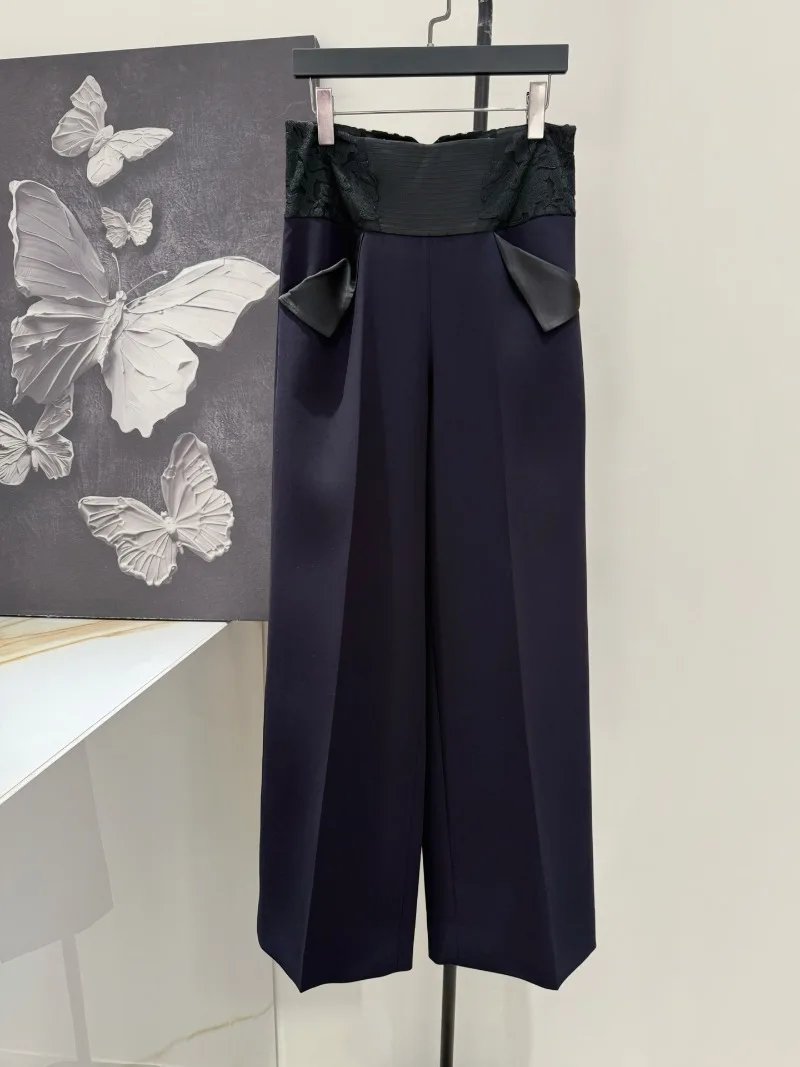 French-style Lace Trim High-waisted Wide-leg Pants
French-style Lace Trim High-waisted Wide-leg Pants