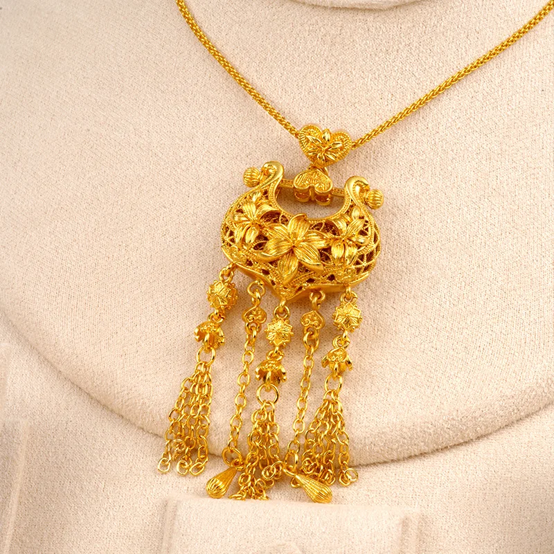 Luxury 24K 9999 Pure Gold real gold Lily tassel lock bag pendant women's necklace
Luxury 24K 9999 Pure Gold real gold Lily tassel lock bag pendant women's necklace