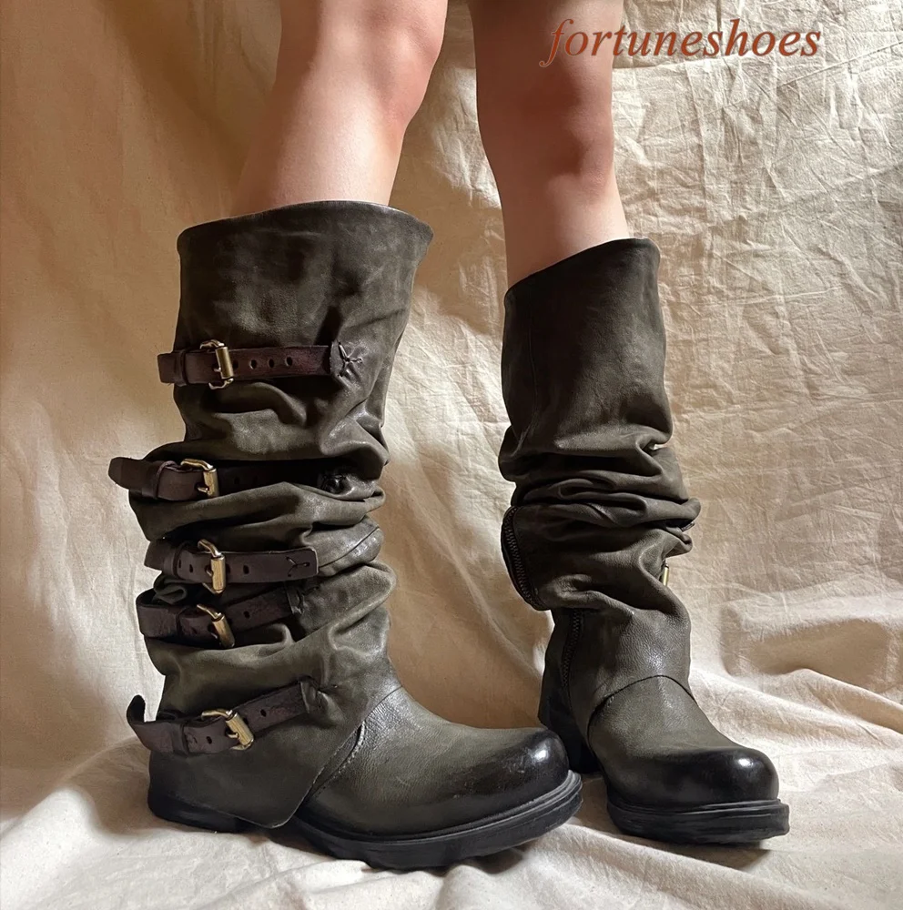 Sewing Denim Round Toe Women Boots Belt Buckle Platform Knee High Pleated Boots Solid Slip On Fashion Casual Comfortable Boots
Sewing Denim Round Toe Women Boots Belt Buckle Platform Knee High Pleated Boots Solid Slip On Fashion Casual Comfortable Boots