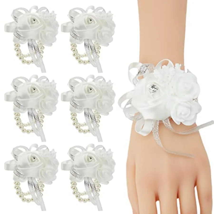 White Wrist Corsages for Prom, Set of 6, Rose Wedding Wrist Corsage for Bridal Bridesmaid Girl Women, Fake Wrist Flower for Mot
White Wrist Corsages for Prom, Set of 6, Rose Wedding Wrist Corsage for Bridal Bridesmaid Girl Women, Fake Wrist Flower for Mot