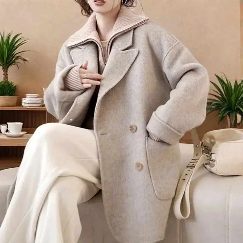 Korea Woolen Long Jackets Coats Tops Winter Laper Double Breasted Abrigos Casual Chaquetas Overcoat Classic Women Warm Casacos
Korea Woolen Long Jackets Coats Tops Winter Laper Double Breasted Abrigos Casual Chaquetas Overcoat Classic Women Warm Casacos