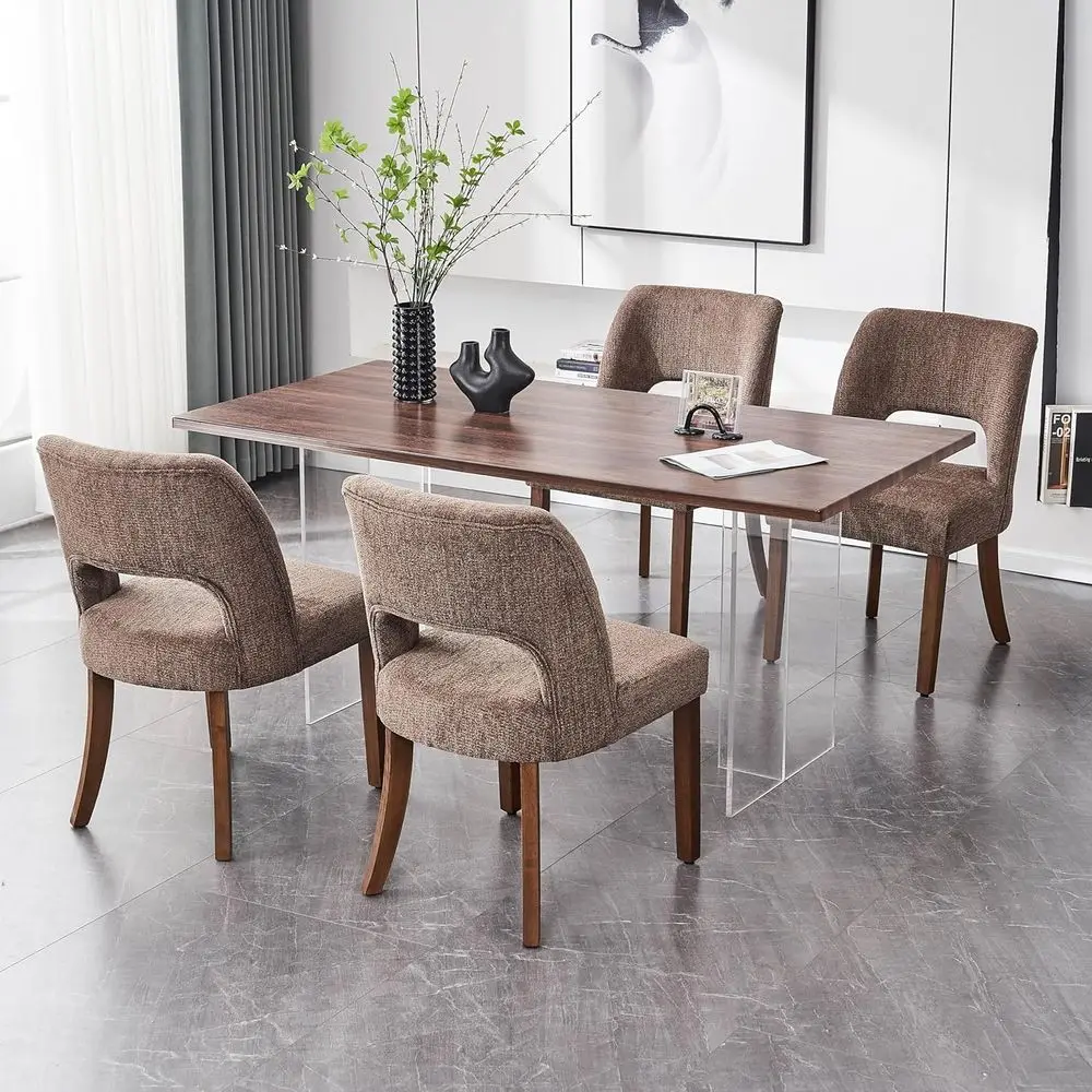 Set of 4 Brown Fabric Upholstered Dining Chairs for Kitchen and Dining Room
Set of 4 Brown Fabric Upholstered Dining Chairs for Kitchen and Dining Room