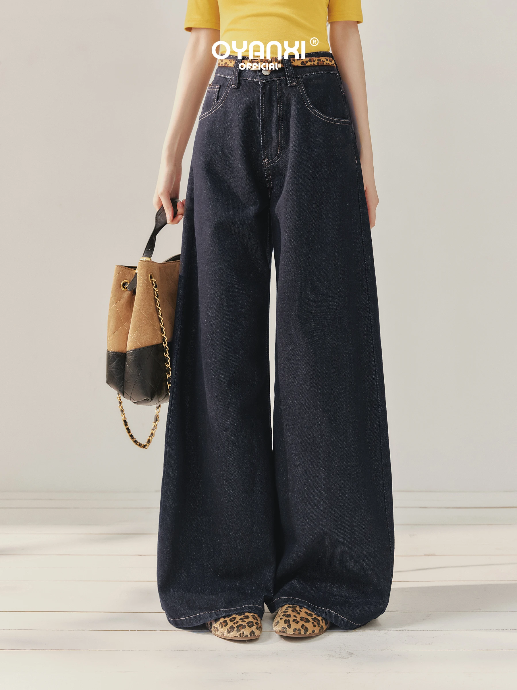 High Waist Wide Leg Denim Blue Women's Spring Autumn Loose Drapey Straight Cut Trousers Classical Style Pocket Detail
High Waist Wide Leg Denim Blue Women's Spring Autumn Loose Drapey Straight Cut Trousers Classical Style Pocket Detail